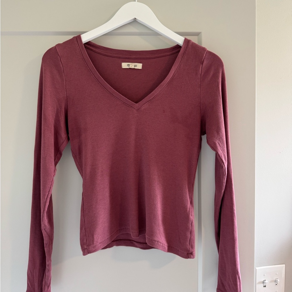 Madewell Purple Long Sleeve Fitted Tee